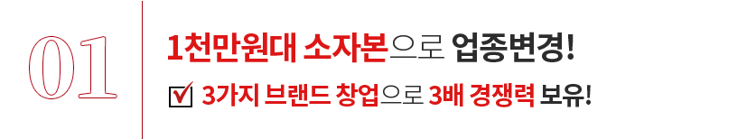 1천만원대 소자본으로 3가지 브랜드 창업 효과